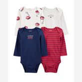 Kit body bebê 4 peças bombeiro listrado multicor