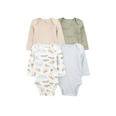 Kit body bebê 4 peças safari listrado multicor