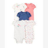 Kit body bebê 5 peças floral poá multicor