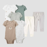 Enxoval bebê conjunto longo 7 peças urso e listras multico